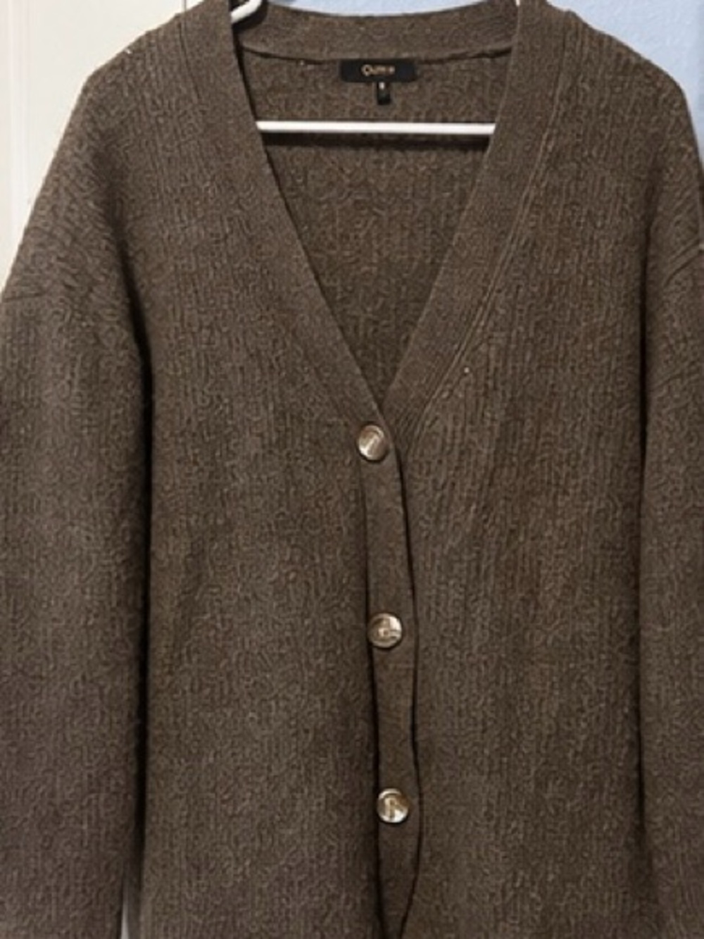 Quince Mongolian Cashmere Oversized Boyfriend Cardigan Sweater Brown Size S - Picture 4 of 8